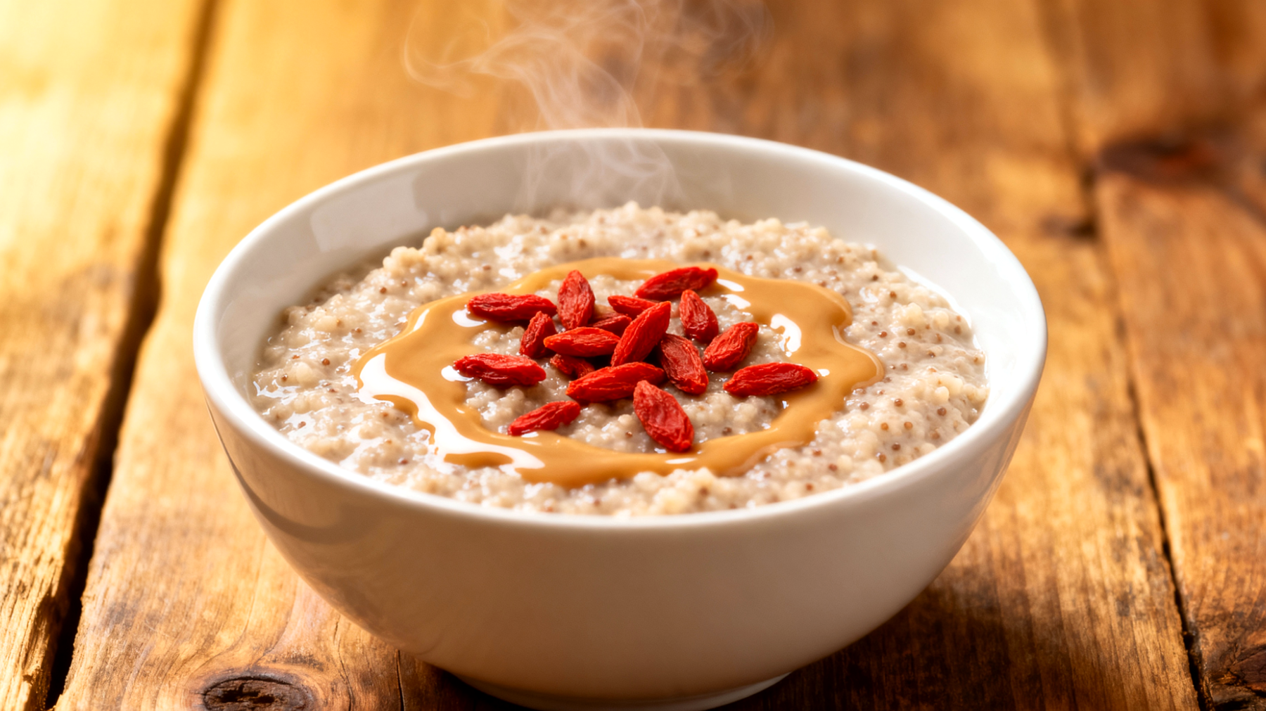Amaranth-Porridge mit Tahini und Goji-Beeren"