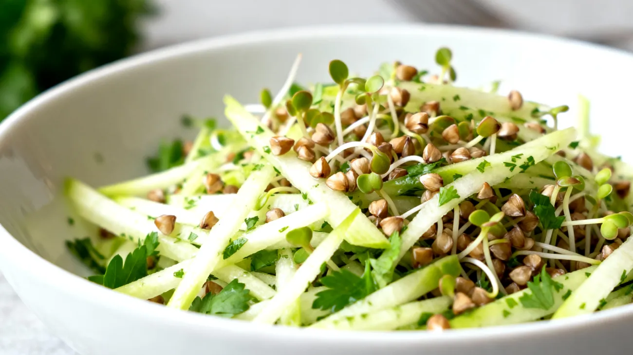 Buchweizen-Sprossen-Salat mit Petersilienwurzel"