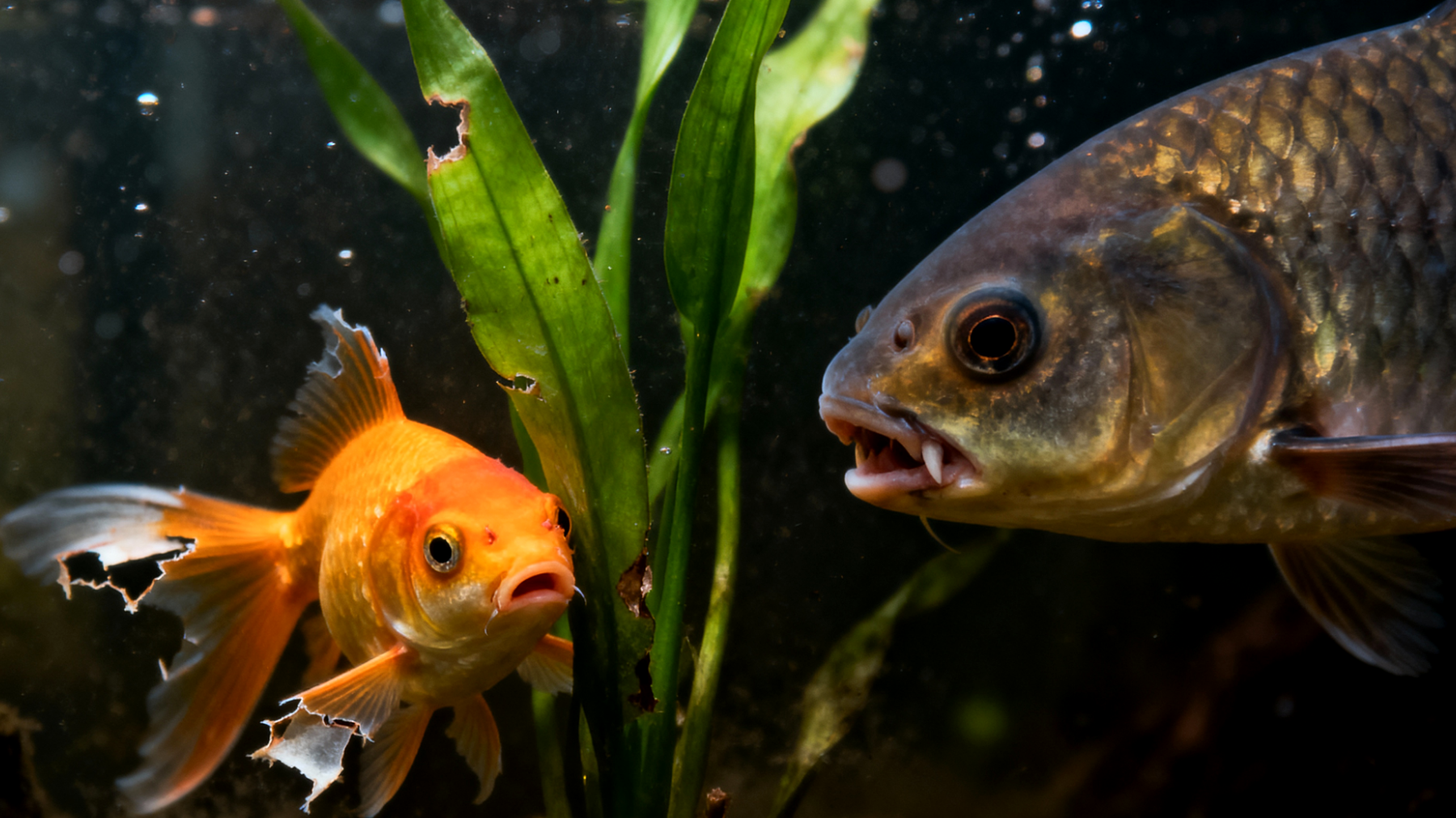 Fische zeigen Aggressionsverhalten oder Stress-Symptome beim Zusammenleben mit anderen Fischarten im Aquarium, was zu Verletzungen, Krankheiten oder sogar zum Tod einzelner Fische führen kann"
