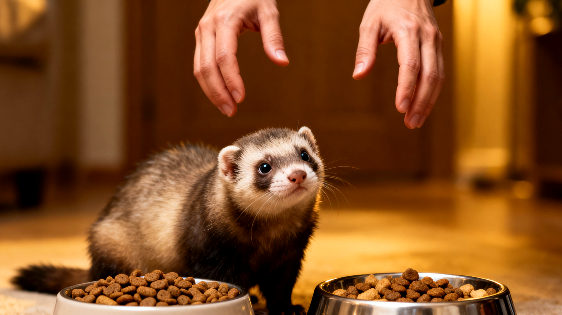 Frettchen benötigen nach der Kastration eine angepasste Ernährung, da der veränderte Hormonhaushalt zu Gewichtszunahme und einem langsameren Stoffwechsel führen kann, während gleichzeitig ihr hoher Proteinbedarf als Carnivoren berücksichtigt werden muss"