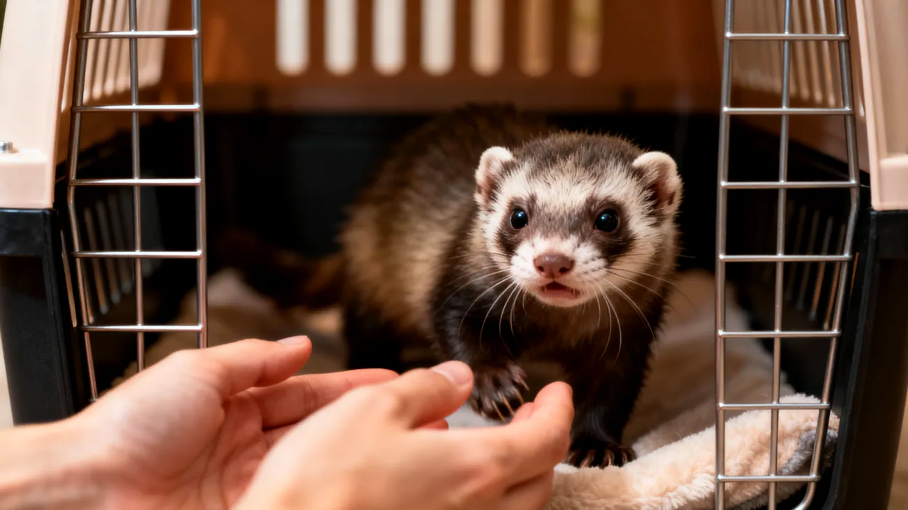 Frettchen zeigen während der Reise oft Stress und Unruhe, wodurch bisherige Trainingsfortschritte verloren gehen können und sie schwer zu handhaben sind"