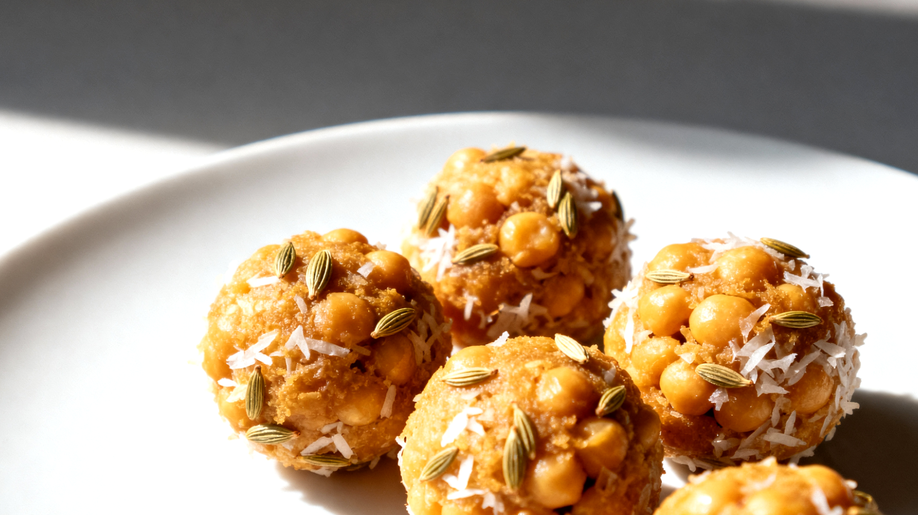 Kichererbsen-Kokos-Bällchen mit Fenchelsamen"