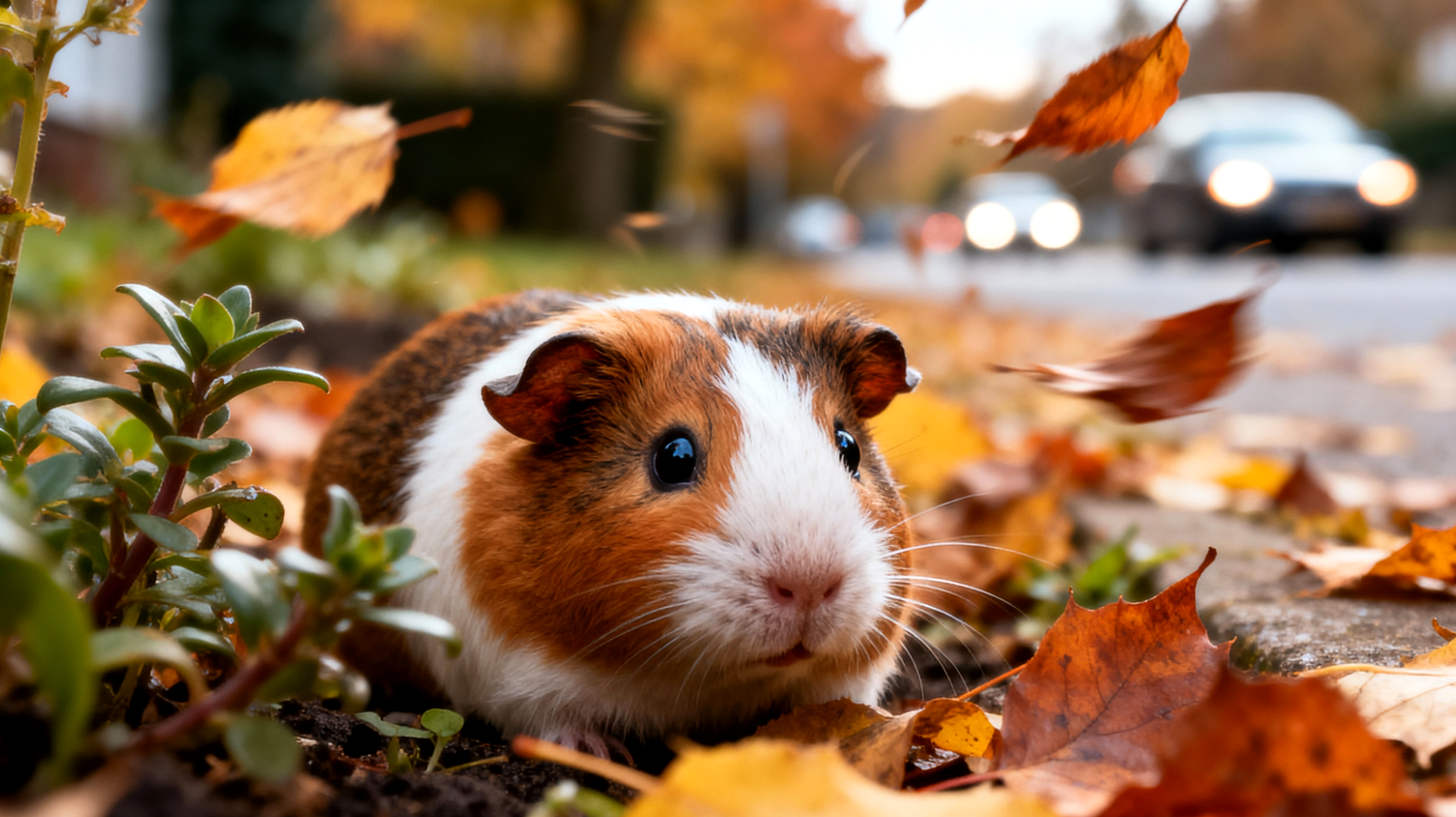Meerschweinchen zeigen Stresssymptome und Unruhe im Garten aufgrund von Lärm, Wetterveränderungen und ungewohnten Gerüchen, was zu Verstecken, vermehrtem Quieken und reduzierter Nahrungsaufnahme führt"