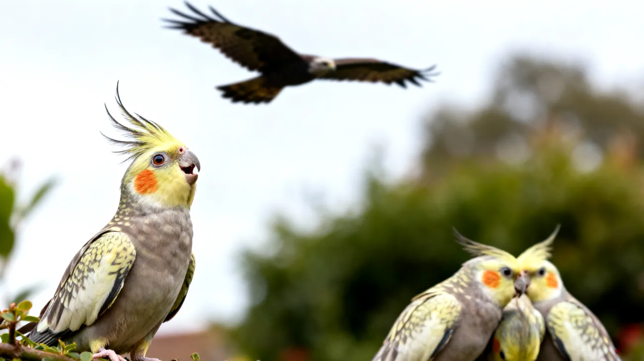 Nymphensittiche zeigen im Garten aggressives oder ängstliches Verhalten aufgrund der ungewohnten Außenumgebung, lauten Geräusche und möglichen Raubvögel, was zu Stress und Verhaltensproblemen führt"
