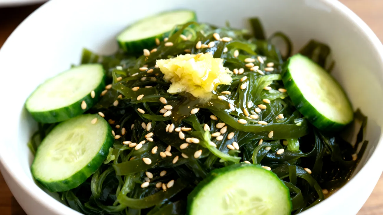 Wakame-Gurken-Salat mit Sesam und Ingwer"
