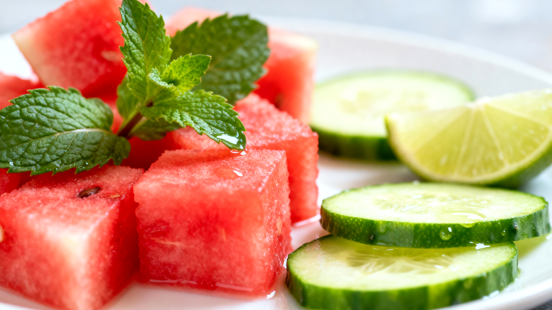 Wassermelonen-Gurken-Salat mit Minze und Limette"